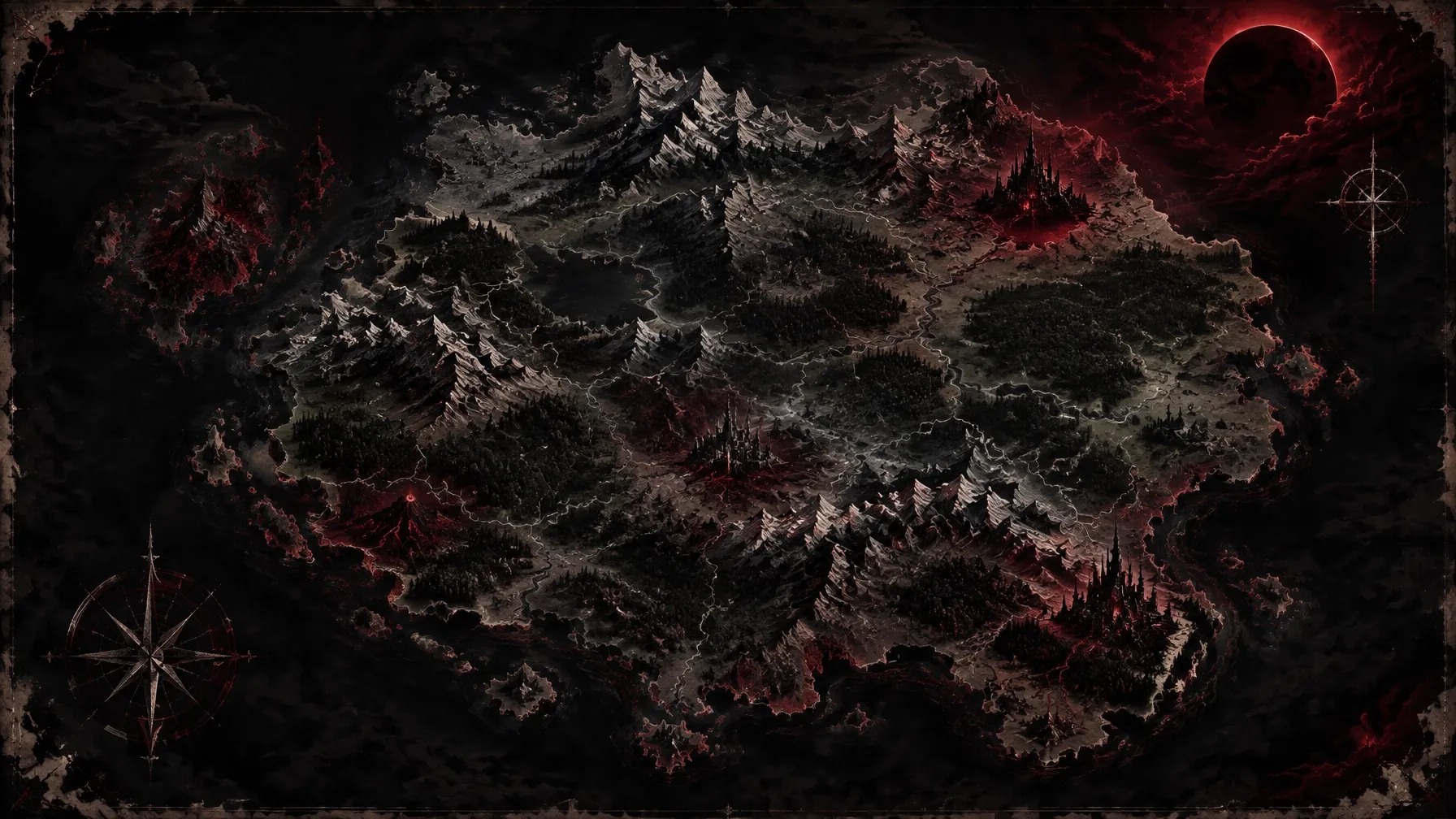Painterly map of the continent of Lunarith